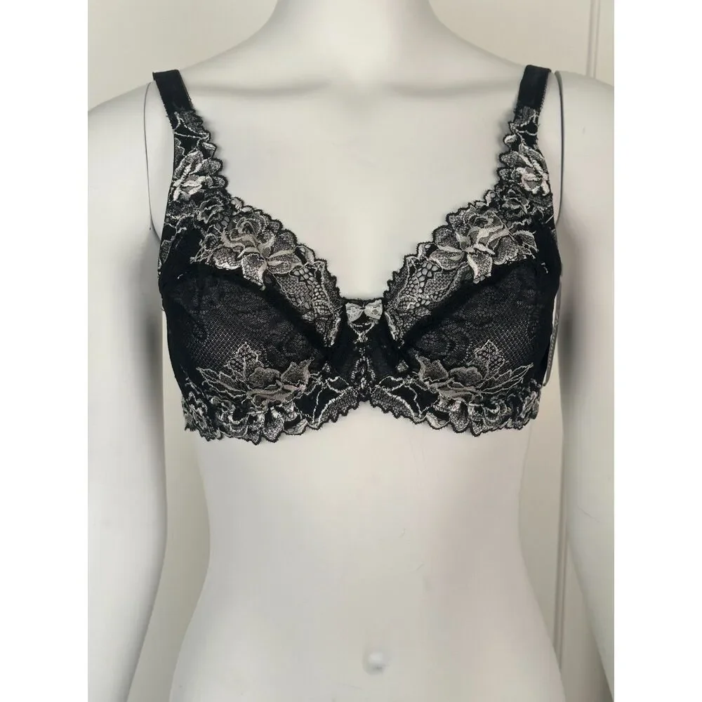 Lacy bra, by Paramour, black/white, size 36C.